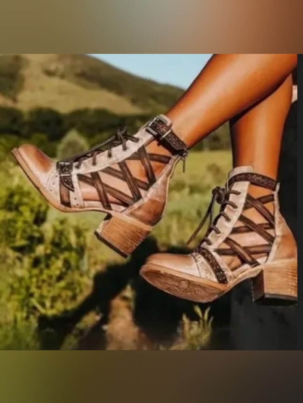 Freebird Cheyenne Tan Taupe Stud Cutout Boho Ankle Boots